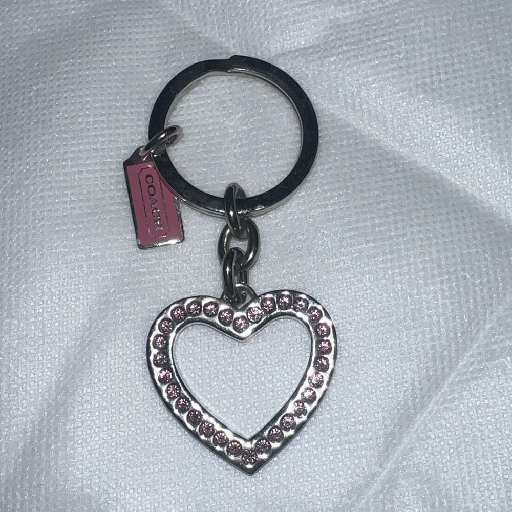 Coach Silver and Pink Heart Key Holder